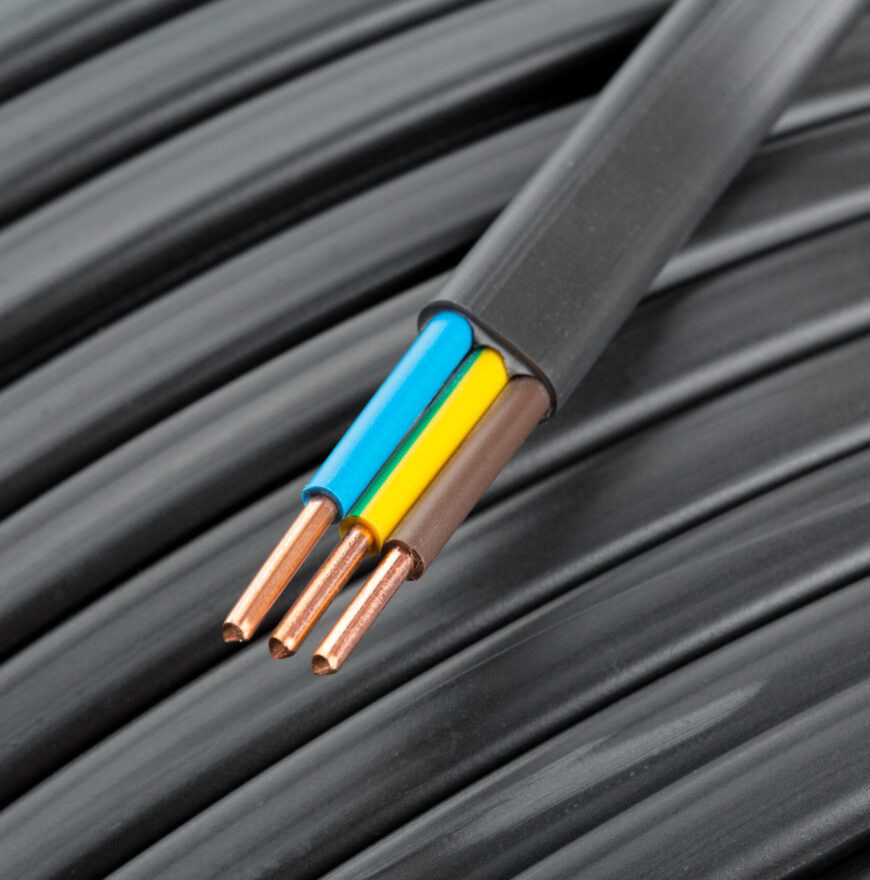 Electric cables closeup